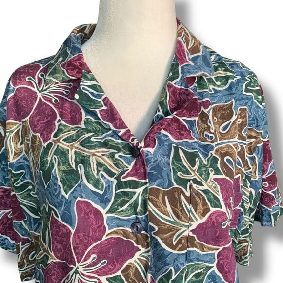 Vintage Hilo Hattie Hawaiian Shirt Camp Collar Tropical Abstract Floral Small - Picture 2 of 11